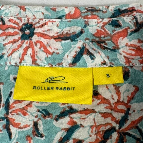 Roberta Roller Rabbit Button Front Shirt Size S Blue Peach Floral Long Sleeve - Picture 4 of 10
